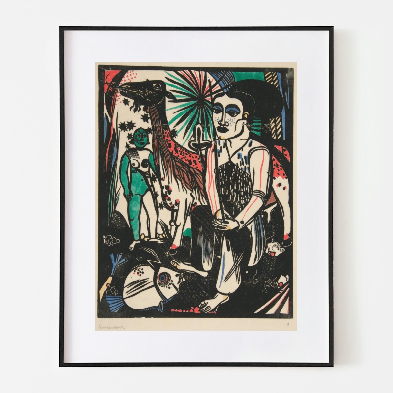アンティーク絵画 1920年 イギリス シェパード ボクらのアート / Shepherd with Large Goat (1920) - ハインリッヒ
